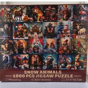 Snow Animals 1000 Piece Jigsaw Puzzle Merry Christmas Winter Scene PPuzzling New
